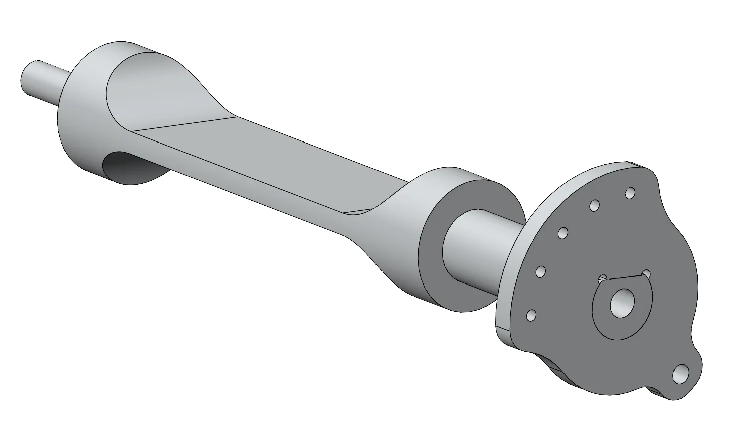 CAD of the front blade showing adjustment holes, bolt and safety-wire hole