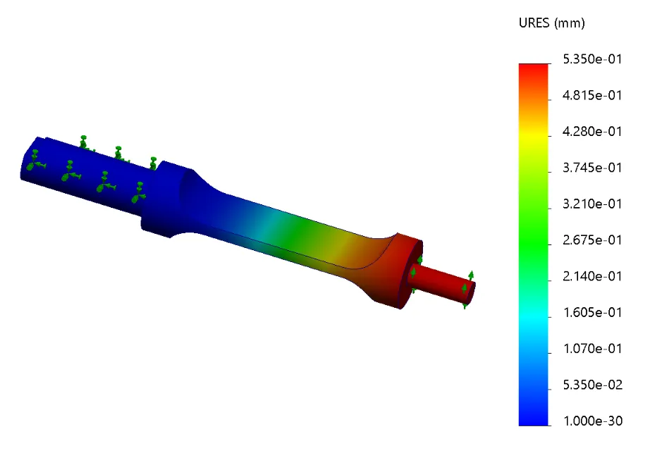 FEA displacement plot of the front blade