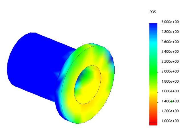 FEA factor of safety plot of the rear bushing